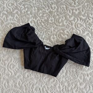 Zara Black off the shoulder top with puffy sleeves, worn once, size:L